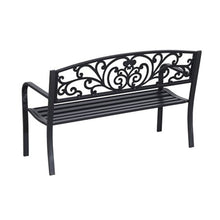 Load image into Gallery viewer, 78651-BK - GARDEN BENCH - BLACK - SCROLL BACKREST 50 INCH LONG
