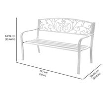 Load image into Gallery viewer, 78651-WT - GARDEN BENCH - WHITE - SCROLL BACKREST 50 INCH LONG
