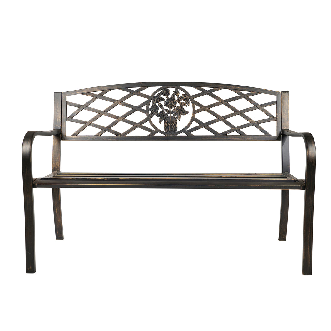 GARDEN BENCH - BRONZE COLOR - CRISS-CROSS BACKREST 50 INCH LONG
