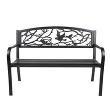 Load image into Gallery viewer, 78653-BK - GARDEN BENCH - BLACK - BIRDS AND BRANCHES BACKREST
