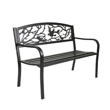 Load image into Gallery viewer, 78653-BK - GARDEN BENCH - BLACK - BIRDS AND BRANCHES BACKREST
