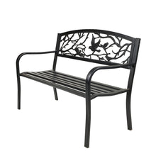 Load image into Gallery viewer, 78653-BK - GARDEN BENCH - BLACK - BIRDS AND BRANCHES BACKREST
