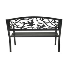 Load image into Gallery viewer, 78653-BK - GARDEN BENCH - BLACK - BIRDS AND BRANCHES BACKREST
