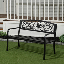 Load image into Gallery viewer, 78653-BK - GARDEN BENCH - BLACK - BIRDS AND BRANCHES BACKREST
