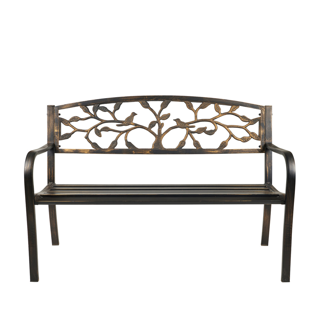 GARDEN BENCH - BRONZE COLOR - TREE BACKREST 50 INCH LONG