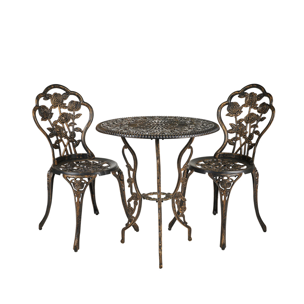 BISTRO SET 3 PC - 1 TABLE/2 CHAIRS - BRONZE ROSES