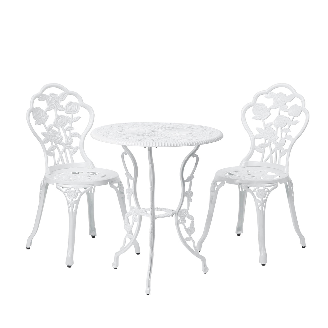 BISTRO SET 3 PC - 1 TABLE/2 CHAIRS - WHITE ROSES