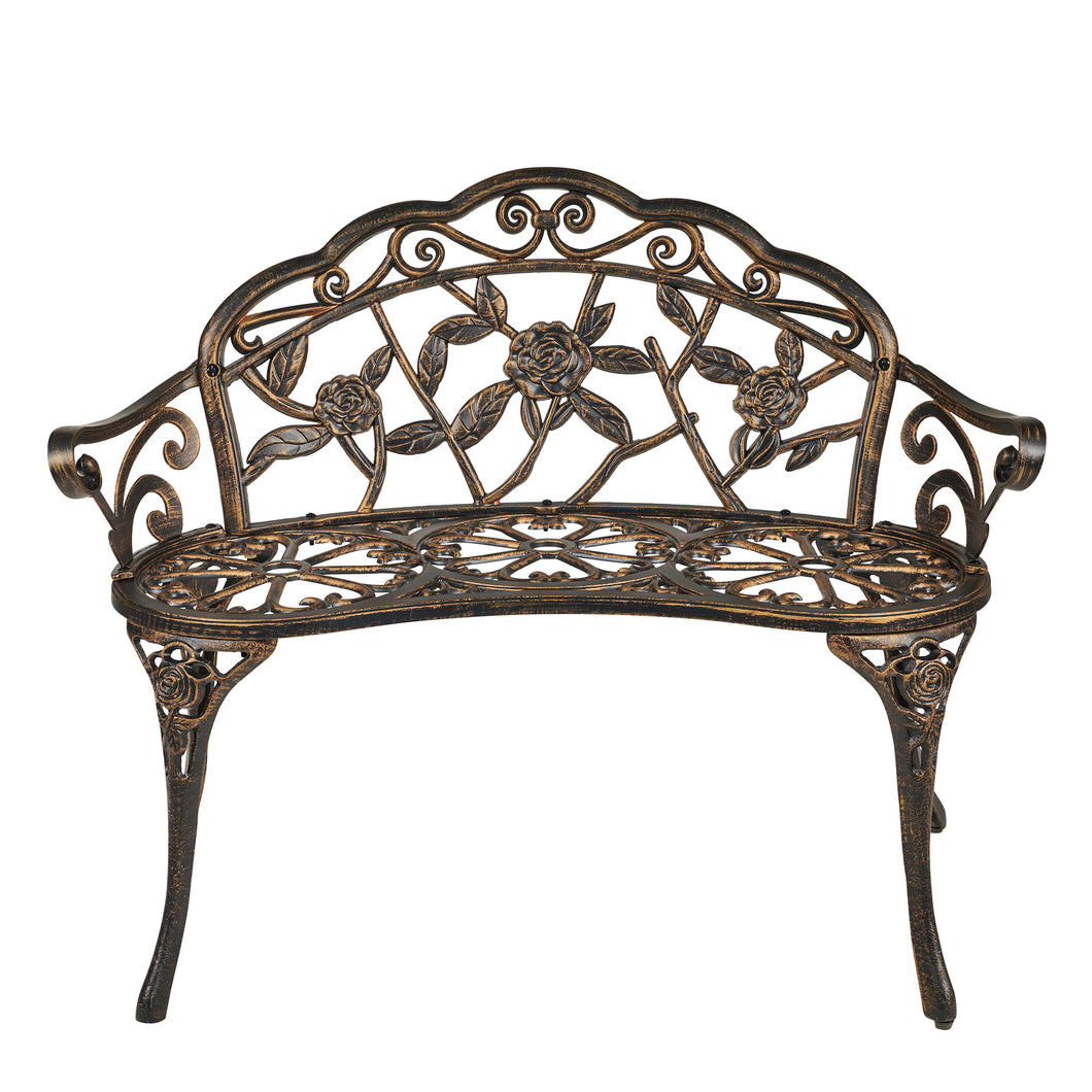 GARDEN BENCH - BRONZE COLOR - ROSE DESIGN