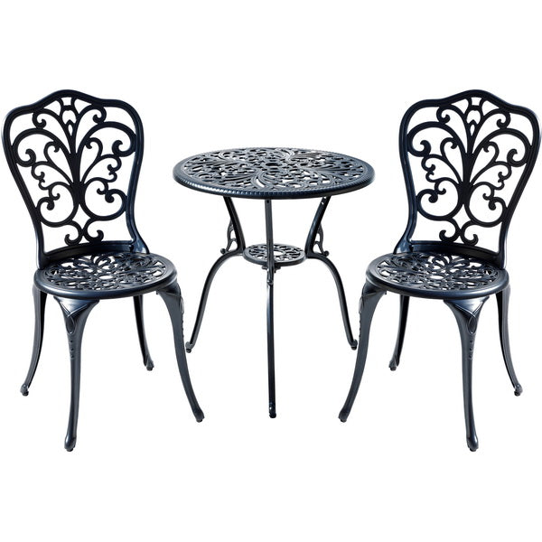 78658-B-BK -  Understated Elegance- Black Cast Aluminium Bistro Set