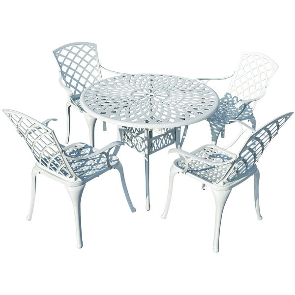 78659-B-WT -  Serene Seating- White Cast Aluminium Bistro Set for Patio