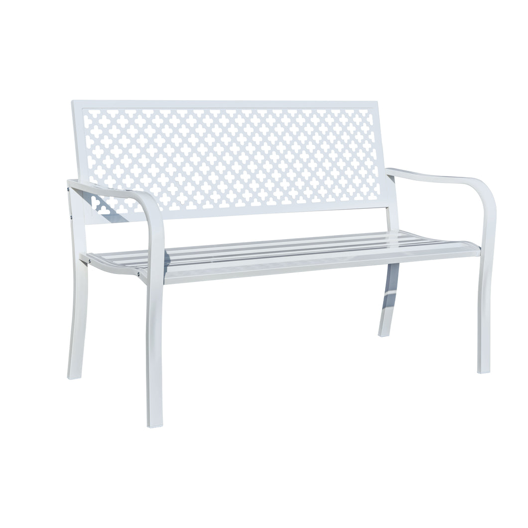 78660-A-WT -  Winter Wonderland- White All-Steel Garden Bench for Relaxation