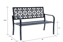 Load image into Gallery viewer, 78660-B-BK -  Classic Noir- Black All-Steel Garden Bench for Timeless Appeal HI-LINE GIFT
