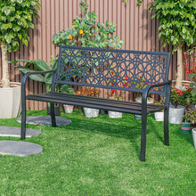 Load image into Gallery viewer, 78660-B-BK -  Classic Noir- Black All-Steel Garden Bench for Timeless Appeal HI-LINE GIFT
