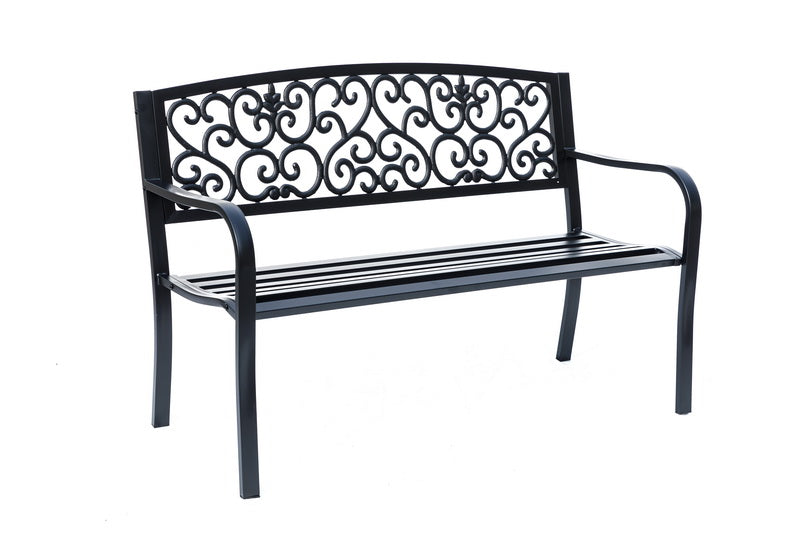 78661-B-BK -  Iron Symphony- Steel and Cast Iron Garden Bench in Timeless Black