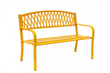 Load image into Gallery viewer, 78661-C-YL -  Sunny Days Ahead- Yellow Steel and Cast Iron Garden Bench
