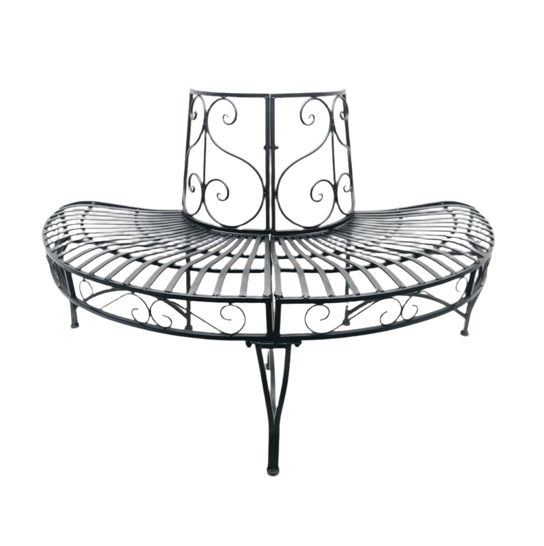 78669-BK - BLACK SEMI-CIRCLE TREE-WRAP BENCH