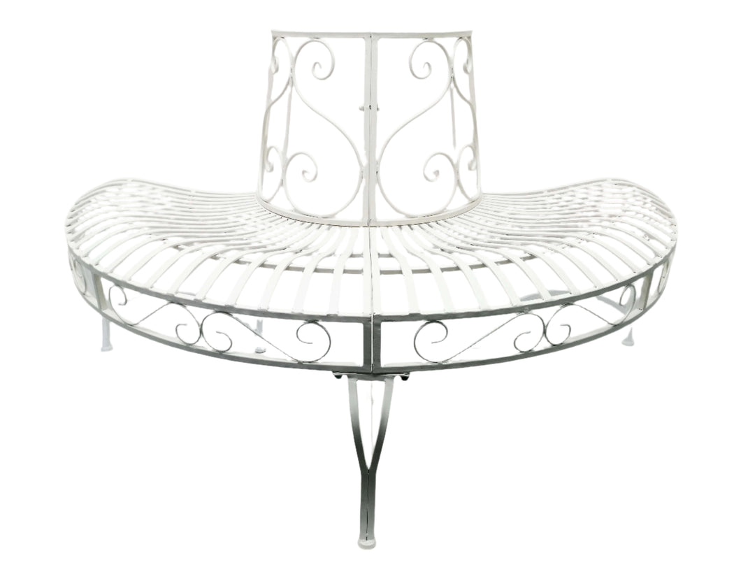 WHITE SEMI-CIRCLE TREE-WRAP BENCH