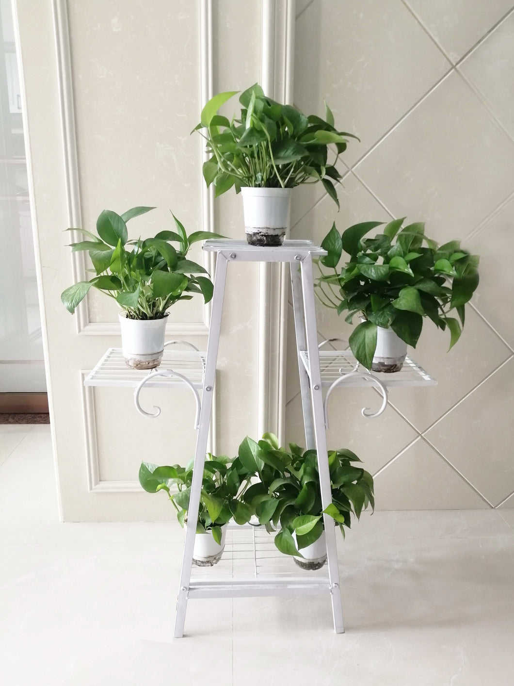 78672-A-WT - 3 TIER PLANT STAND - WHITE