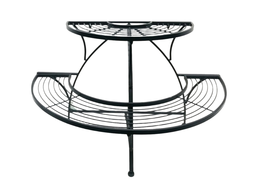 BLACK SEMI-CIRCLE PLANT AND DISPLAY STAND