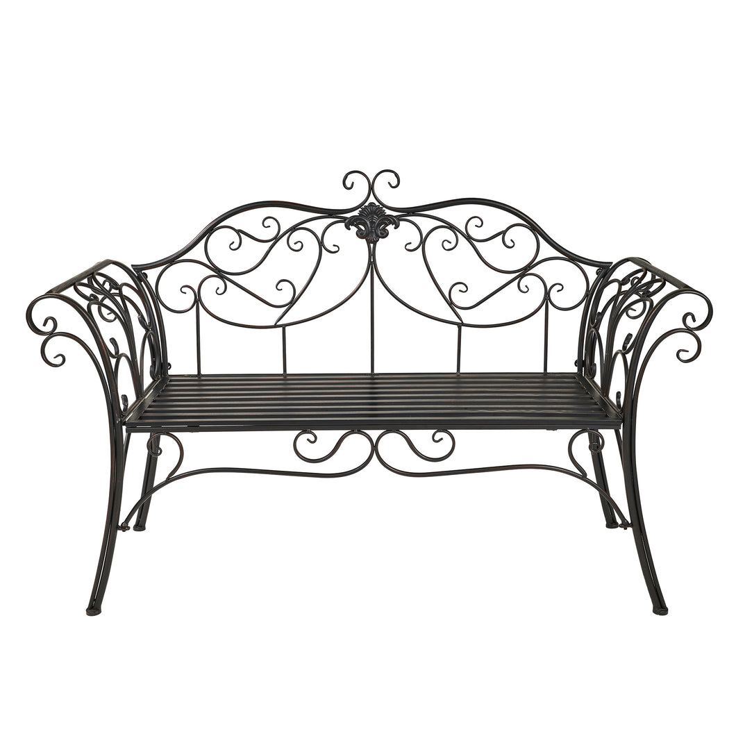 GARDEN BENCH - BLACK - SCROLL DESIGN