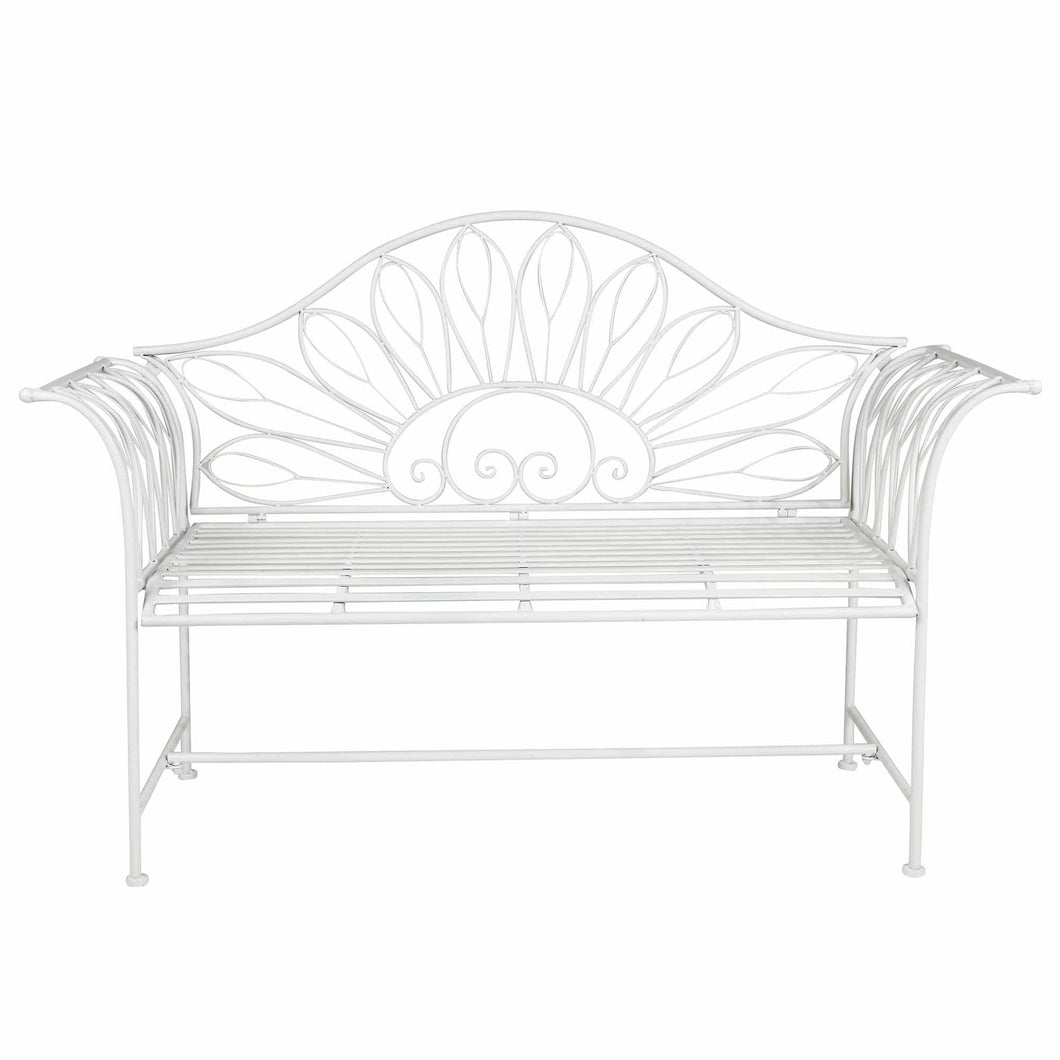 78675-WT - GARDEN BENCH - WHITE - METAL GARDEN DECOR