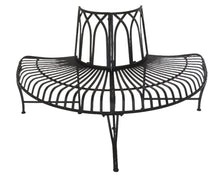 Load image into Gallery viewer, Black Tree Wrap Garden Bench Semi-Circle
