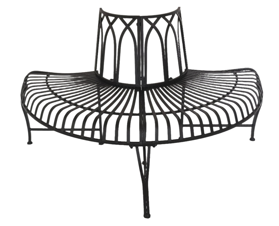 Black Tree Wrap Garden Bench Semi-Circle