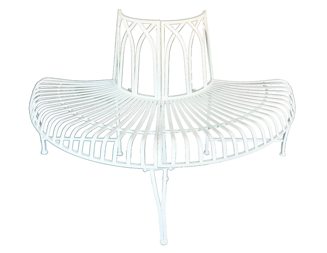 White Tree Wrap Garden Bench Semi-Circle