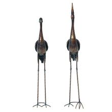 Load image into Gallery viewer, Metal Chrome Heron Decorative Garden Statue Set

