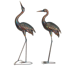 Load image into Gallery viewer, Metal Chrome Heron Decorative Garden Statue Set
