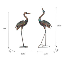 Load image into Gallery viewer, Metal Chrome Heron Decorative Garden Statue Set
