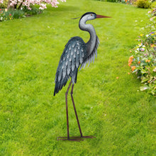 Load image into Gallery viewer, Metal Blue Heron Decorative Garden Statue
