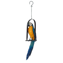 Load image into Gallery viewer, Metal Hanging Blue &amp; Gold Macaw Statue
