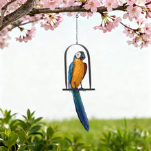 Load image into Gallery viewer, Metal Hanging Blue &amp; Gold Macaw Statue
