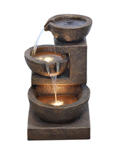 Load image into Gallery viewer, 79061-BR - FOUNTAIN-3 BOWLS W/2 LED WARM WHITE LIGHTS BROWN
