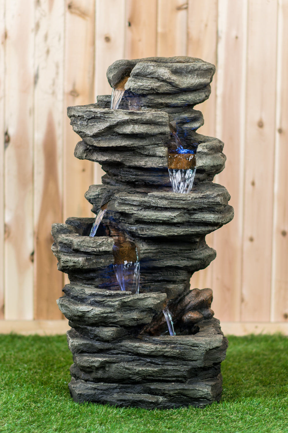 79476 - FOUNTAIN-7 LEVEL SLATE STONE W/LIGHT