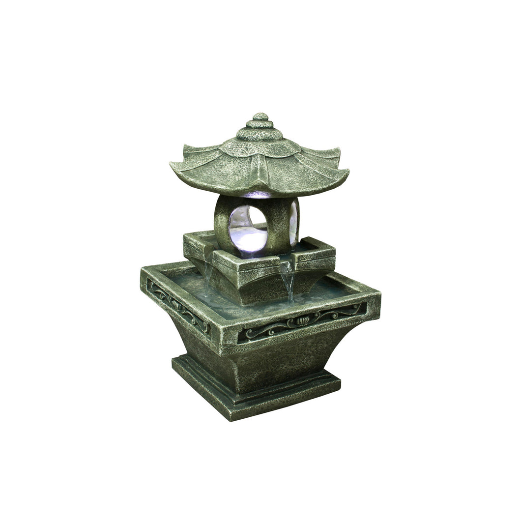 FOUNTAIN-PAGODA LANTERN W/LIGHT