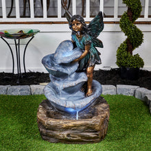 Load image into Gallery viewer, 79491-G - FAIRY ON THE ROCK FOUNTAIN W/ 2 WHITE LEDS
