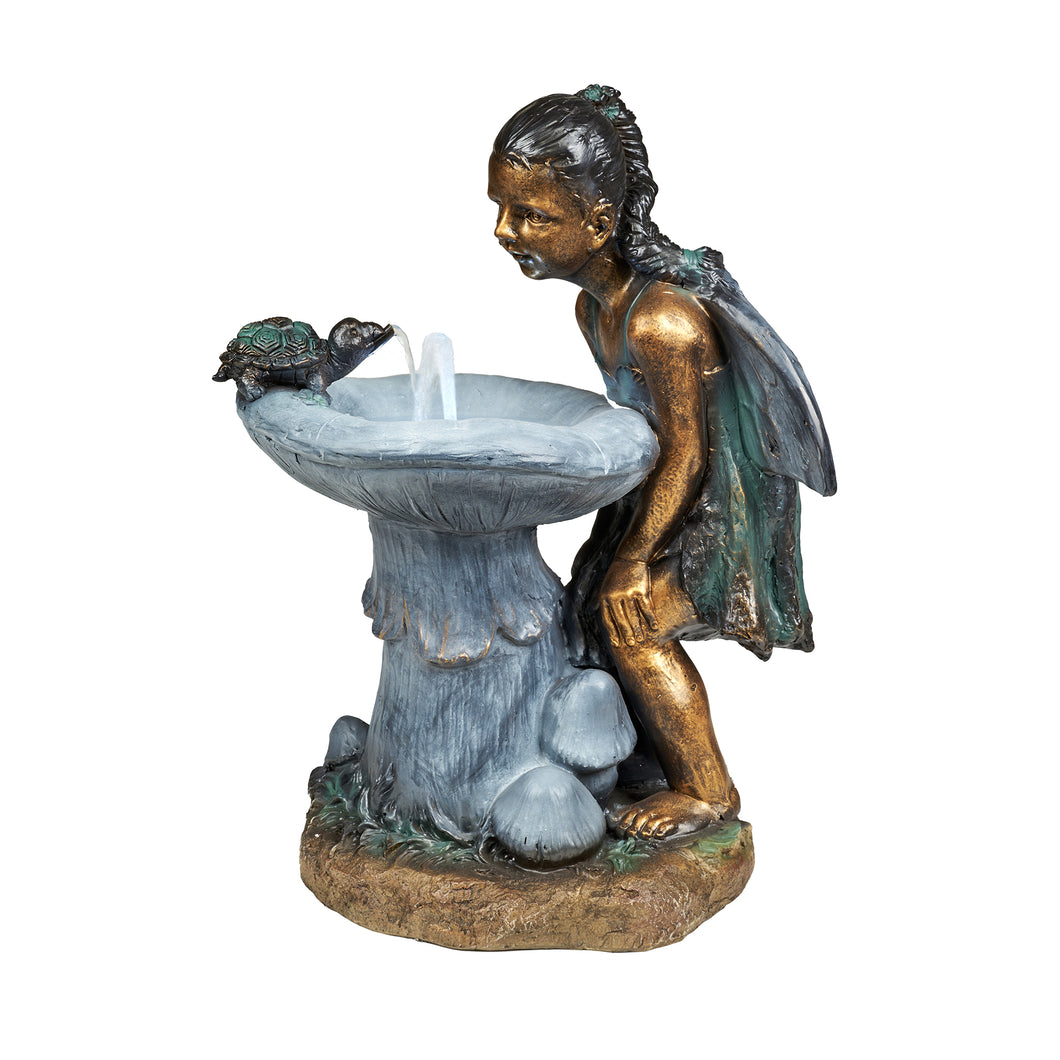 79491-H - GIRL PLAYING BY WATER FOUNTAIN W/WHITE LED