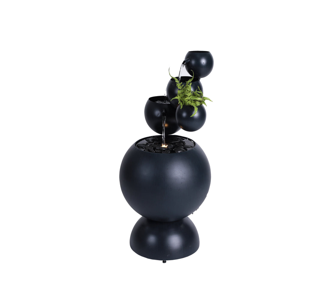Zinc Metal Ball Fountain with Planter with 6 Ww LED