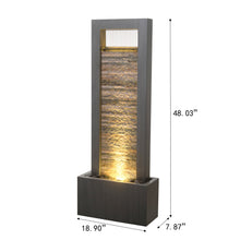 Load image into Gallery viewer, 79532-M-GY -  Zen Garden Metal Fountain with Stone Brick Accent - Tranquil Harmony HI-LINE GIFT
