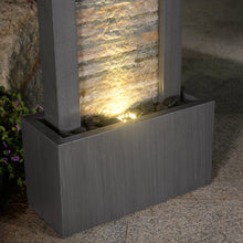 Load image into Gallery viewer, 79532-M-GY -  Zen Garden Metal Fountain with Stone Brick Accent - Tranquil Harmony HI-LINE GIFT
