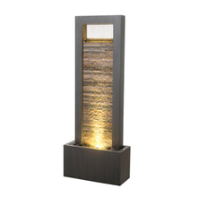 Load image into Gallery viewer, 79532-M-GY -  Zen Garden Metal Fountain with Stone Brick Accent - Tranquil Harmony HI-LINE GIFT
