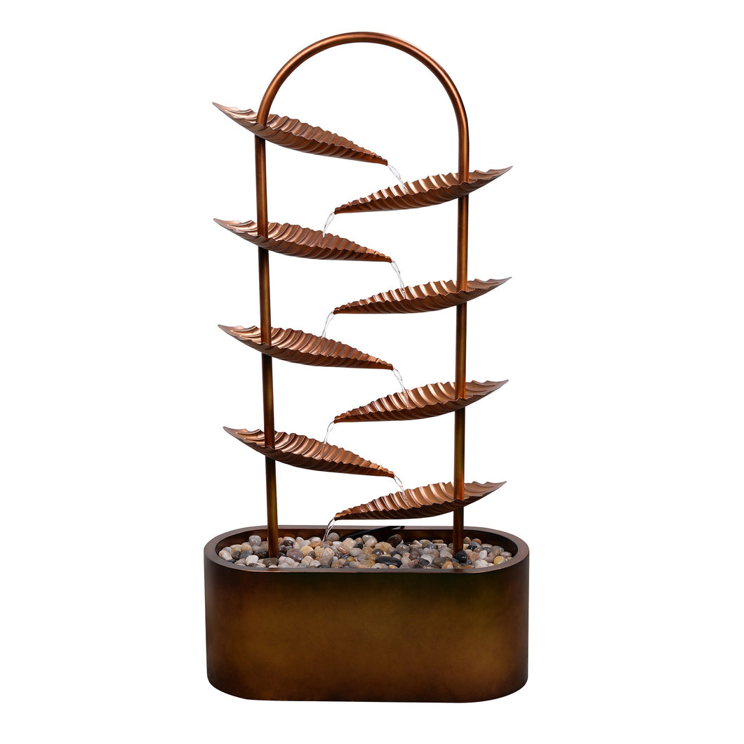 Rustic Metal Leaf Fountain - Outdoor