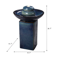 Load image into Gallery viewer, 79586-02-BB -  Blue Ceramic Fountain with Submersible Pump and Warm White LED Lights HI-LINE GIFT
