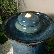 Load image into Gallery viewer, 79586-02-BB -  Blue Ceramic Fountain with Submersible Pump and Warm White LED Lights HI-LINE GIFT
