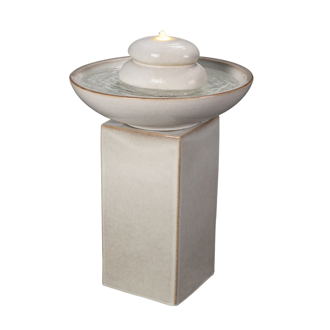 79586-02-IV -  Ivory Ceramic Fountain with Submersible Pump and Warm White LED Lights
