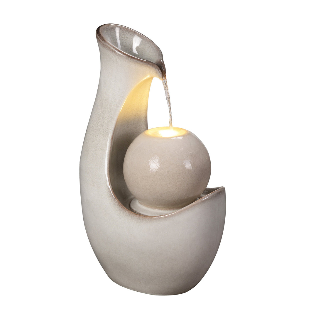 79586-08-IV -  Ceramic Fountain with Lights - Ivory Elegance