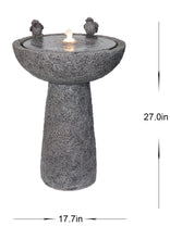 Load image into Gallery viewer, 79613-A - 27&quot; H NATURAL FINISH BIRD BATH FOUNTAIN OUTDOOR W/WW LED
