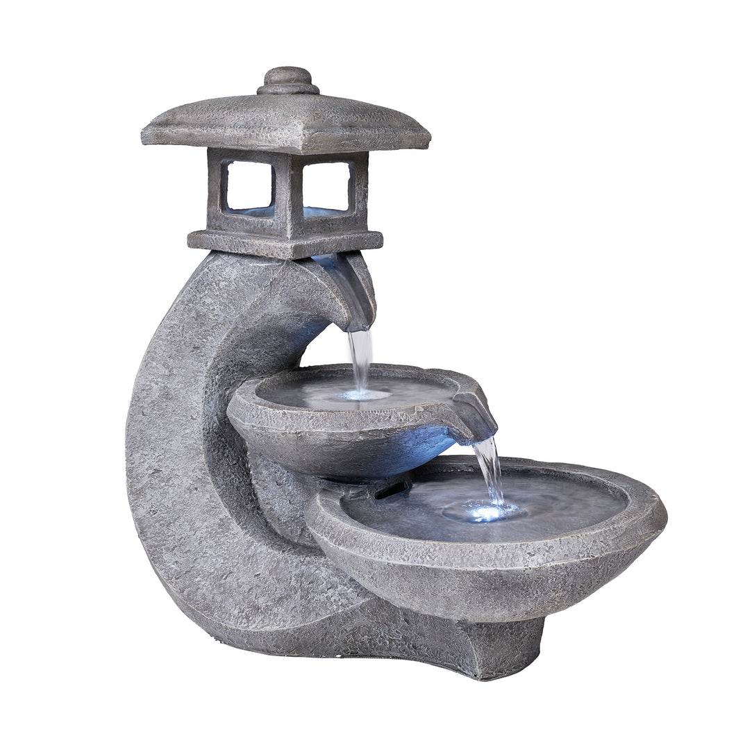 79744 - PAGODA TIERED OUTDOOR FOUNTAIN W/3 WHITE LEDS